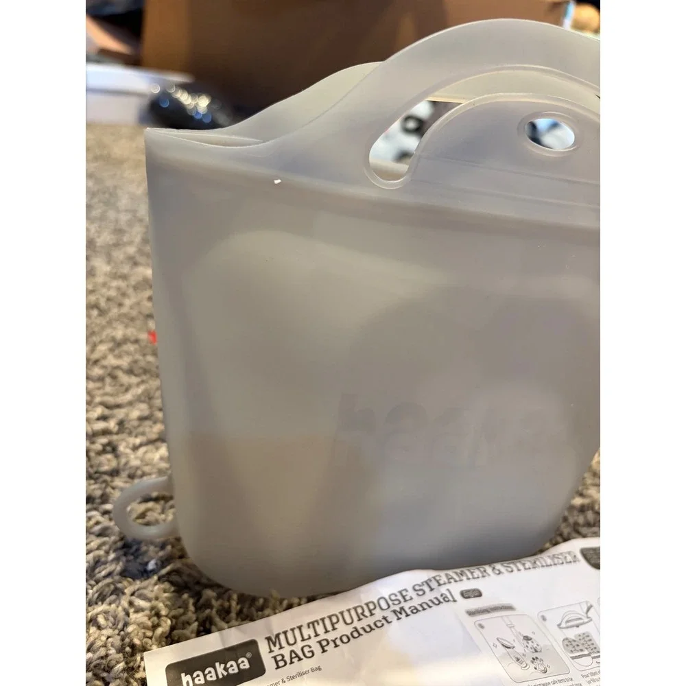 Haakaa Multipurpose Silicone Steamer Steriliser Bag Grey 1250ml Reusable Bag